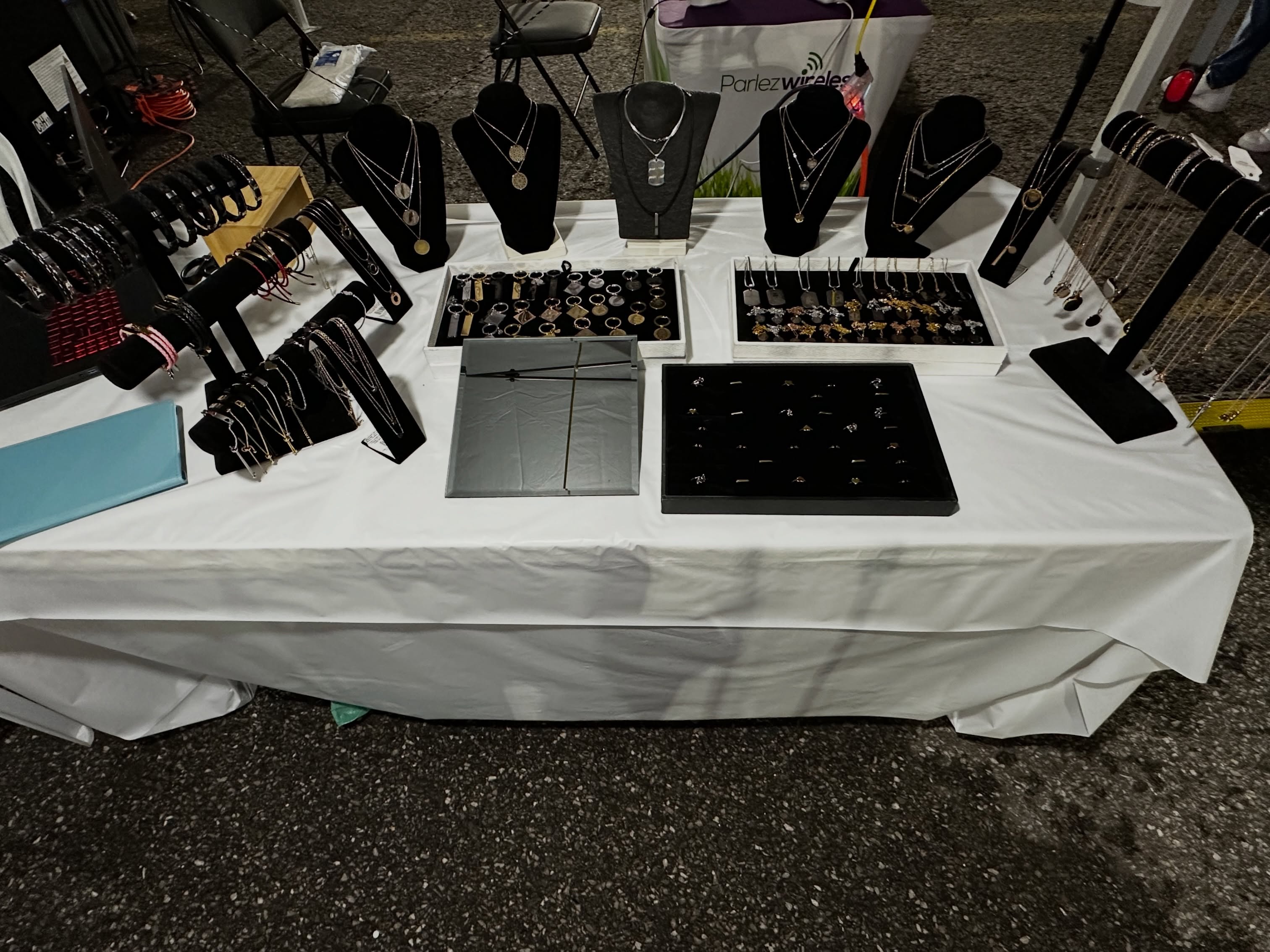 Jewelry display at the booth